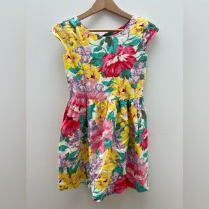 Gap Kids Floral Linen Cotten Blend Lined Party Dress NWT